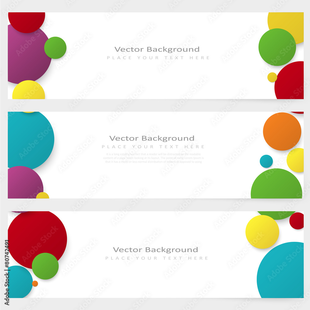 Poster set of abstract template banner with color circles