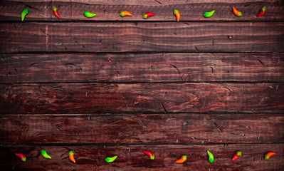 Background: Chile Pepper Decorations on Mexican Tabletop