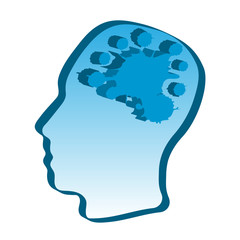 Abstract 3d head silhouette with brain mind splash