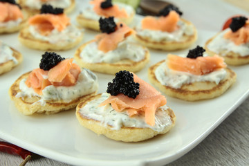 blinis au saumon fumé