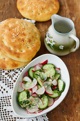 Spring salad with radishes and cucumbers