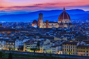 Fototapeta na wymiar Florence city at sunset