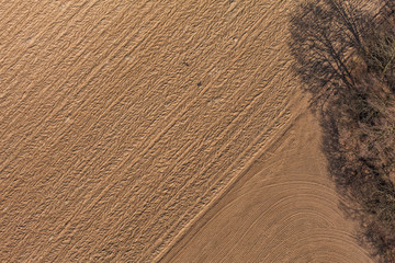 aerial view of  spring harvest field