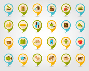 Farm Garden flat mapping pin icon with long shadow