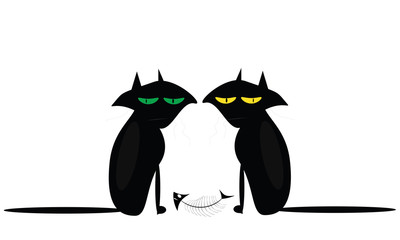 cats with fish skeleton