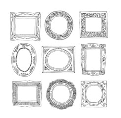 Set of old picture frames,  vector illustration