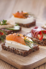 Delicious little sandwiches with tuna, cheese, prosciutto and ve