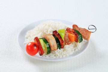 Shish kebab with rice