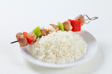 Shish kebabs with rice