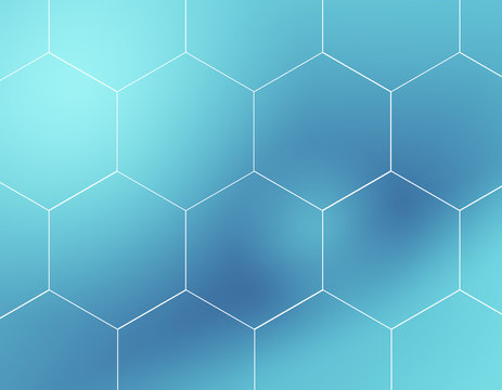Abstract blue background with hexagons and wires
