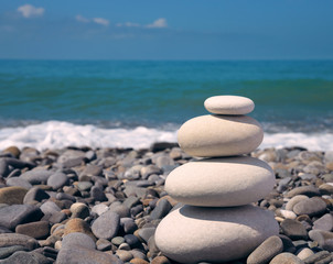 Fototapeta na wymiar Stones stacked in balanced pile
