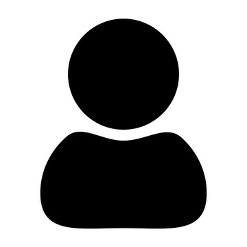 vector black silhouette man icon on white background.