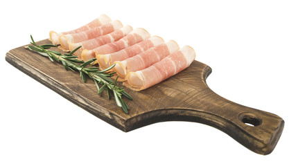Coppa pork collar ham. Cold cuts on wood. Rustic ham prosciutto