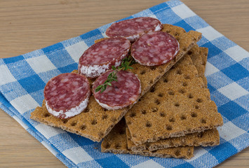 Crispbread with salami