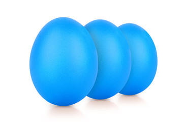 group of blue eggs isolated on white