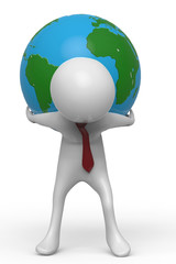 businessman holding the world front view