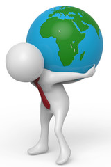 businessman holding the world