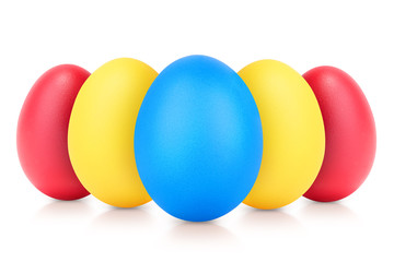 multi color eggs isolated on white