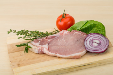 Raw pork steak