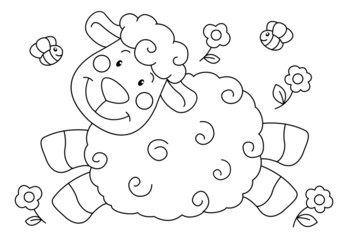 coloring book with a lamb
