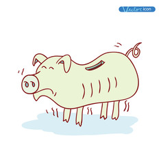 Fat pig Money, hand drawn vector illustration