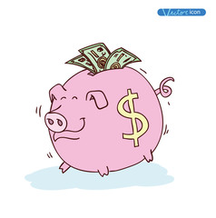 Fat pig Money, hand drawn vector illustration