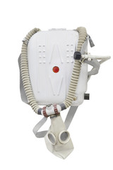 Old anti-gas mask isolated under the white background