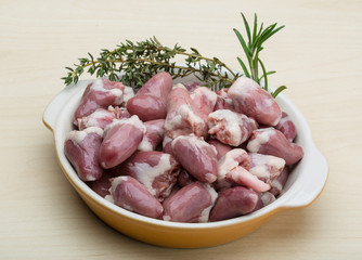 Raw chicken hearts