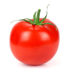 one fresh red tomato isolated on white