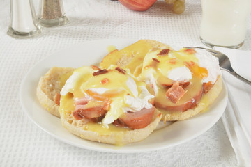 Eggs Benedict with milk