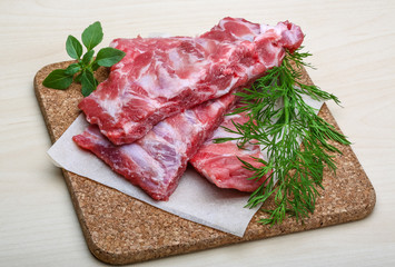 Raw pork ribs