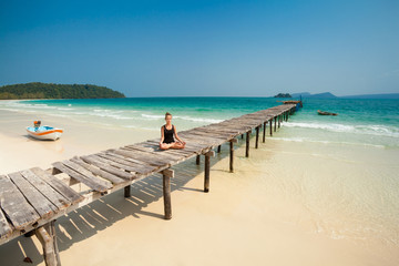 Summer yoga session in beautiful tropical island