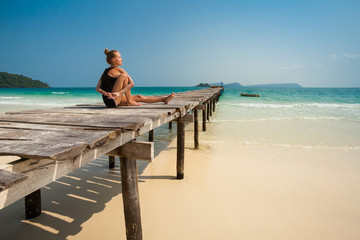 Summer yoga session in beautiful tropical island