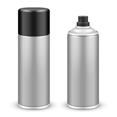 Two Gray Aerosol Spray Metal 3D Bottle Can:
