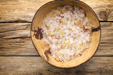 Sea salt, yellow orchid.