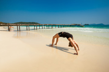 Summer yoga session in beautiful tropical island