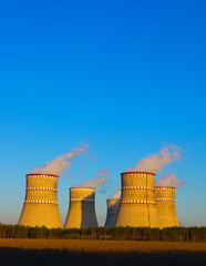 The cooling towers of the nuclear power plant