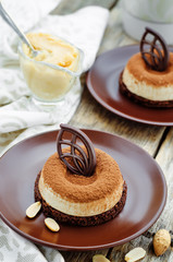 chocolate cake with peanut mousse