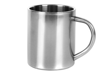 Close-up of silver thermos mug