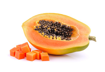 ripe papaya isolated on a white background