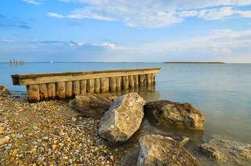 Obraz premium Shore of Neusiedlersee lake in spring, Burgenland, Austria