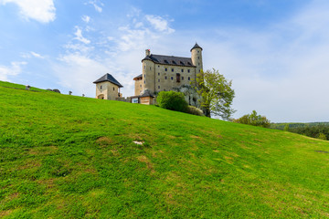 Fototapeta na wymiar Beautiful Bobolice castle in spring time, Poland