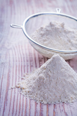 small stack of white flour food and drink concept