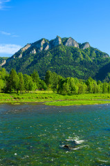 Dunajec river in spring landscape of Pieniny Mountains, Poland © pkazmierczak