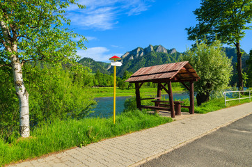 Bus stop near Dunajec river in Pieniny Mountains, Poland © pkazmierczak