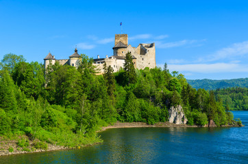 Fototapeta na wymiar View of Niedzica castle built on bank of Dunajec river, Poland
