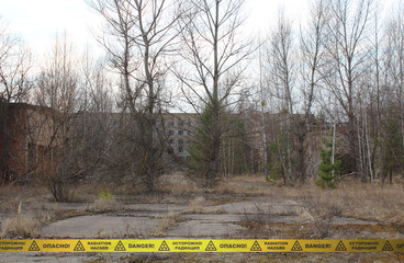 Deserted overgrown territory in radioactive Chernobyl Zone