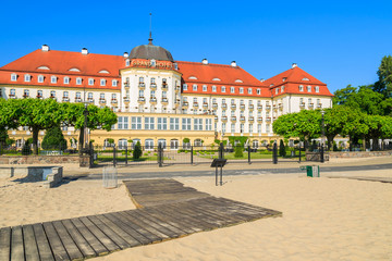 Beach in Sopot seaside town in summer, Baltic Sea, Poland
