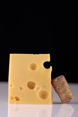 Wine cork and cheese