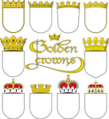 golden crowns - vector, isolated